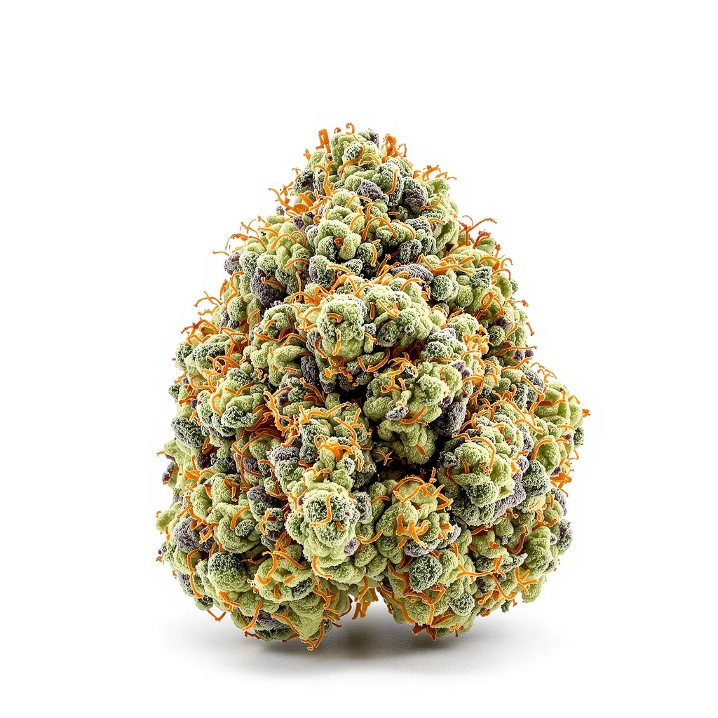 Bogart 41% indica / 59% sativa — fleur avec trichomes visibles