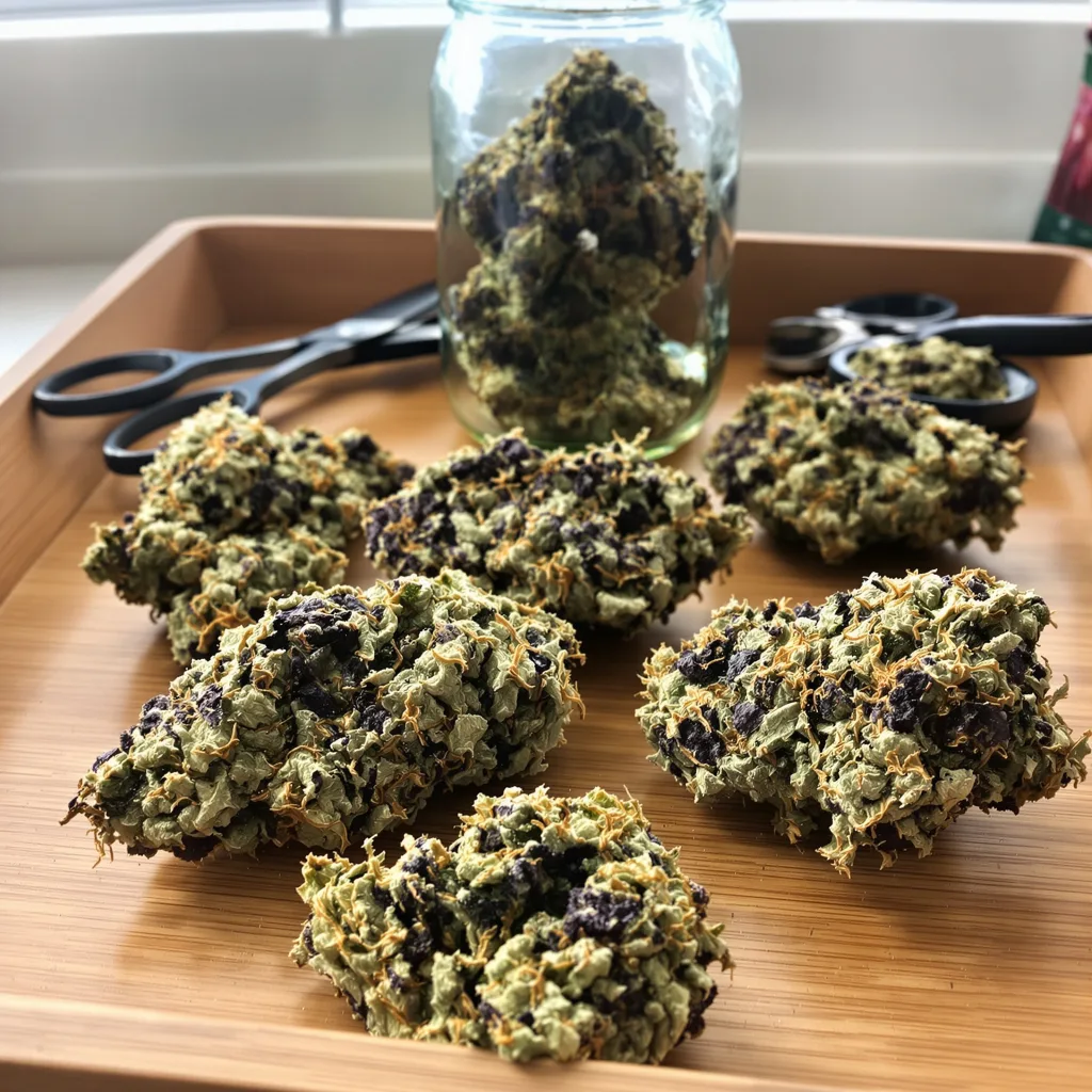 Brains Damage 66% indica / 34% sativa — fleur avec trichomes visibles