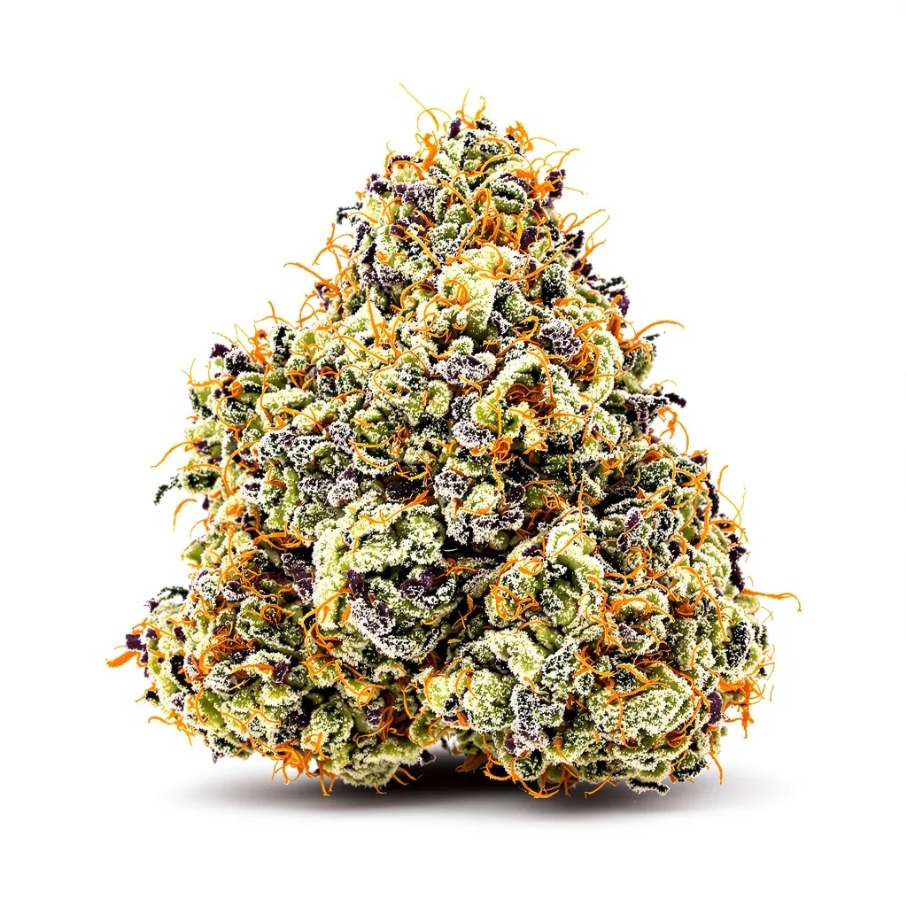Brainwreck 40% indica / 60% sativa — fleur avec trichomes visibles