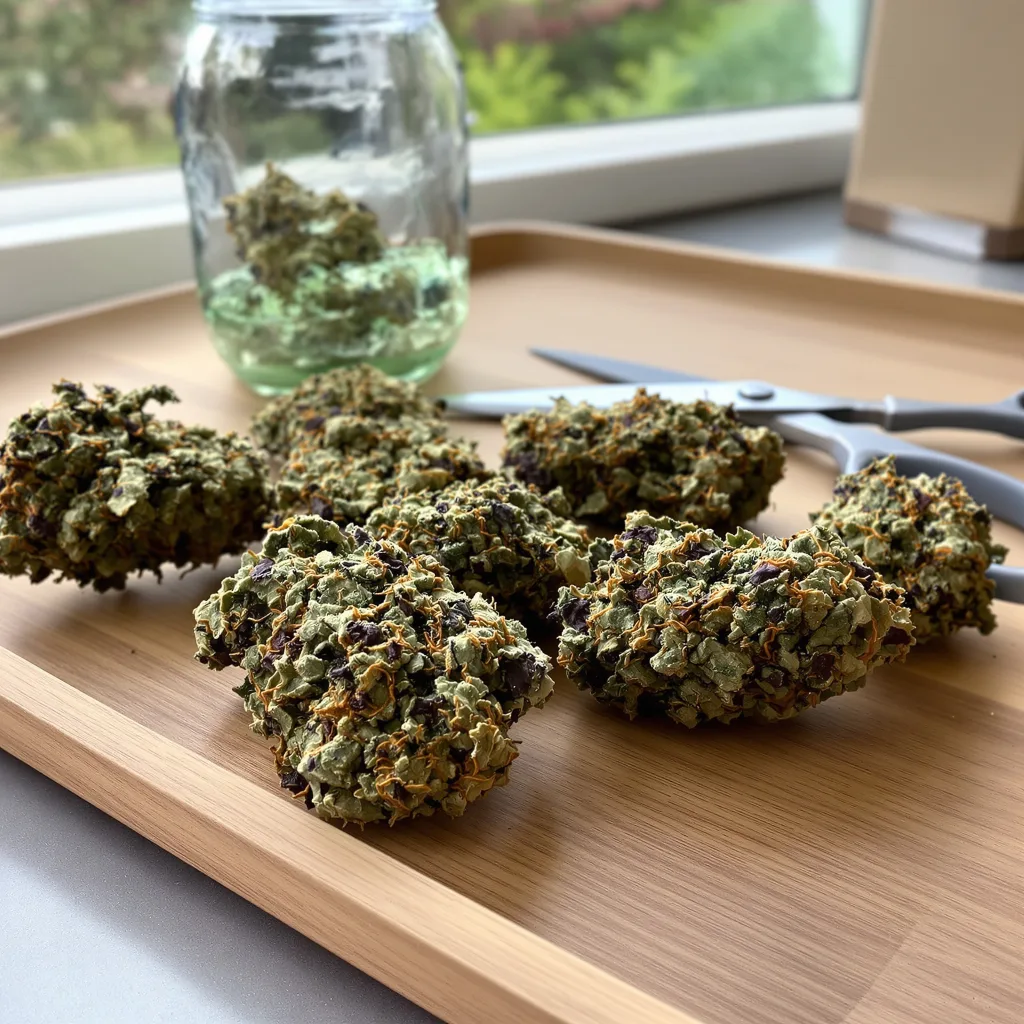 Bubba Kush 80% indica / 20% sativa — fleur avec trichomes visibles