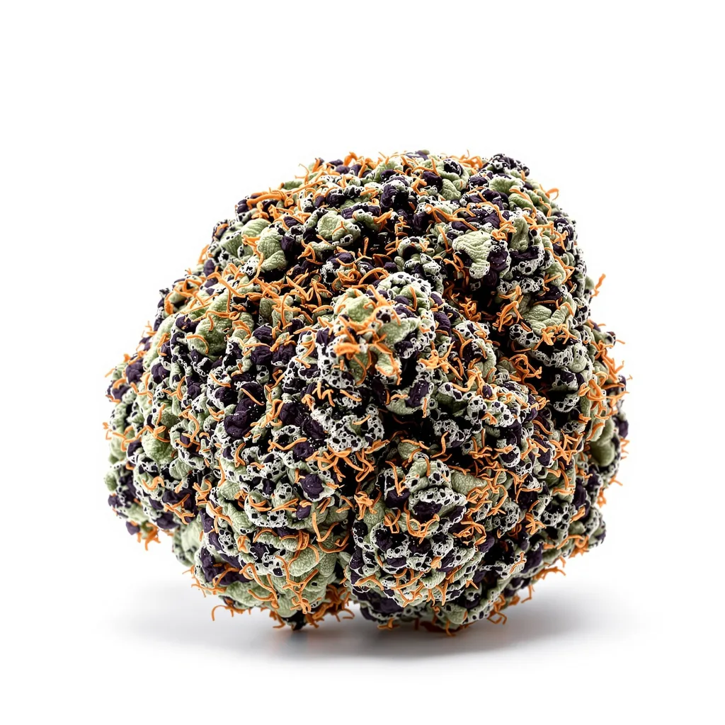 Bubba Kush 80% indica / 20% sativa — fleur avec trichomes visibles