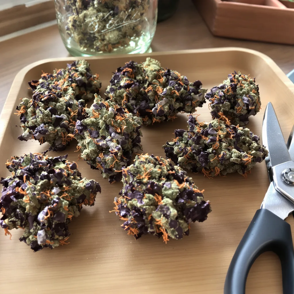 Bubba Kush 80% indica / 20% sativa — fleur avec trichomes visibles