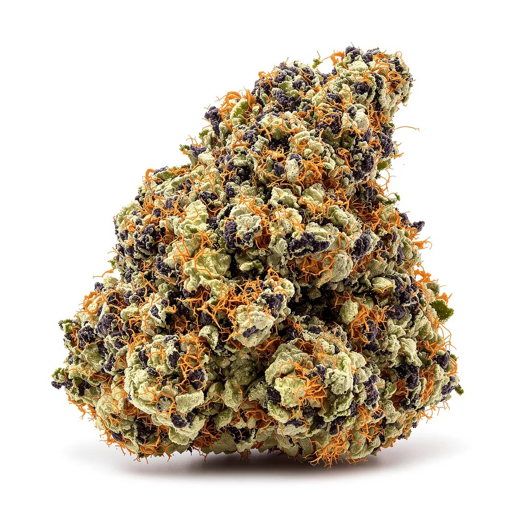 Bubba OG 80% indica / 20% sativa — fleur avec trichomes visibles