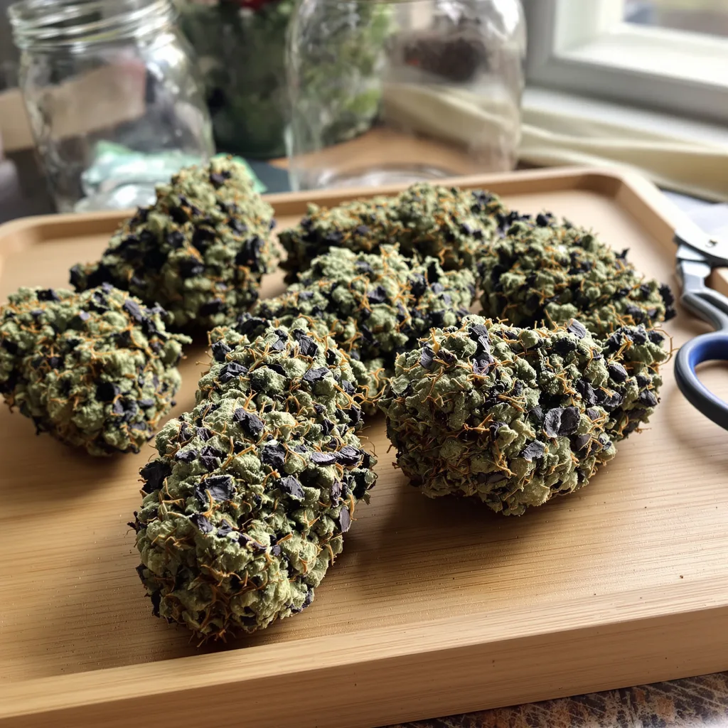 Bubble Cheese 70% indica / 30% sativa — fleur avec trichomes visibles