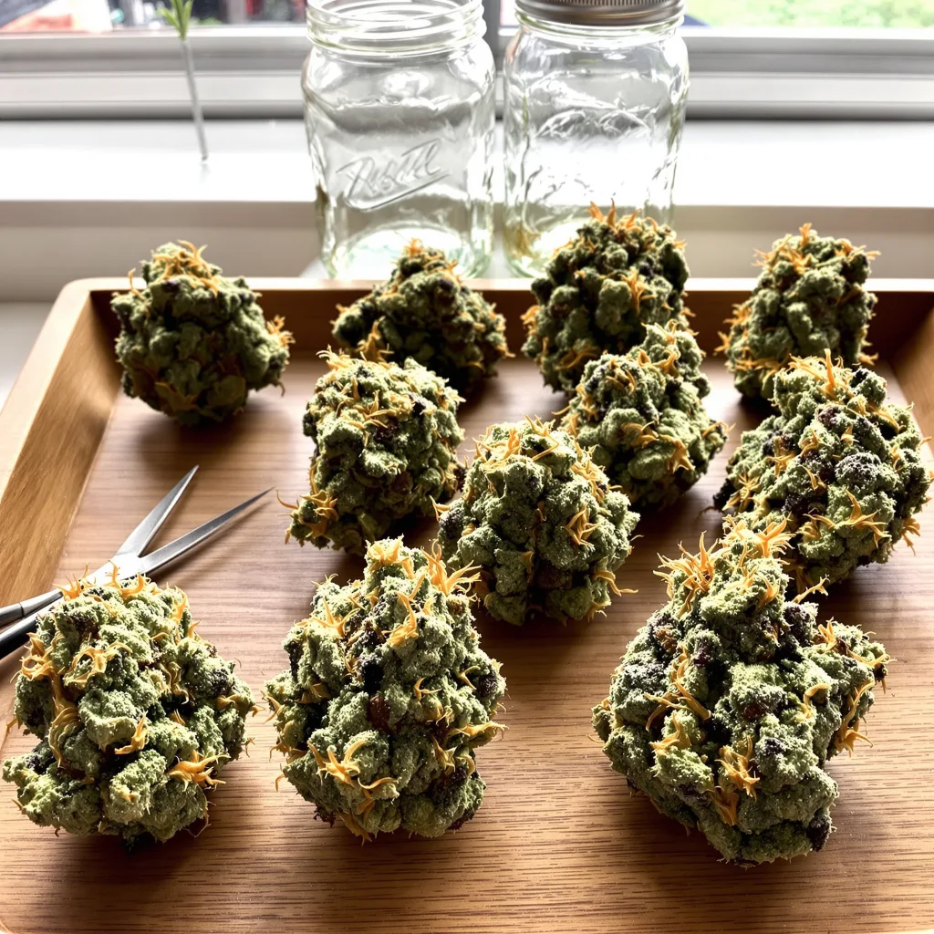 Bubblegum 59% indica / 41% sativa — fleur avec trichomes visibles