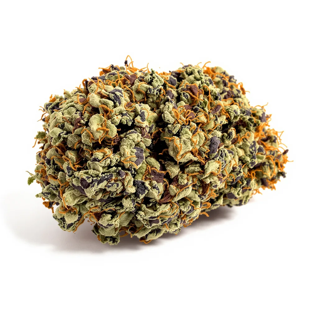 Bubblegum Kush 80% indica / 20% sativa — fleur avec trichomes visibles