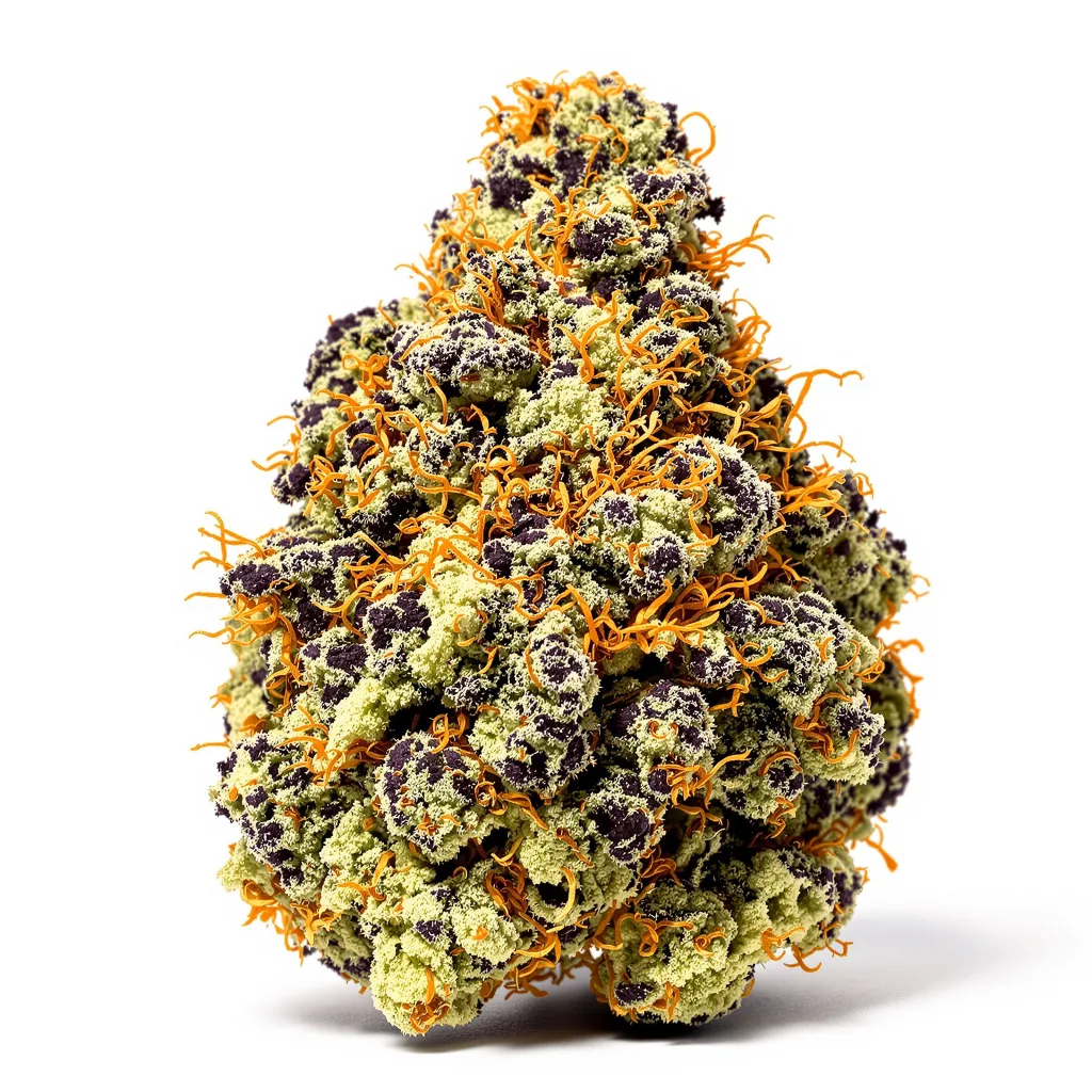Buddha's Sister 80% indica / 20% sativa — fleur avec trichomes visibles