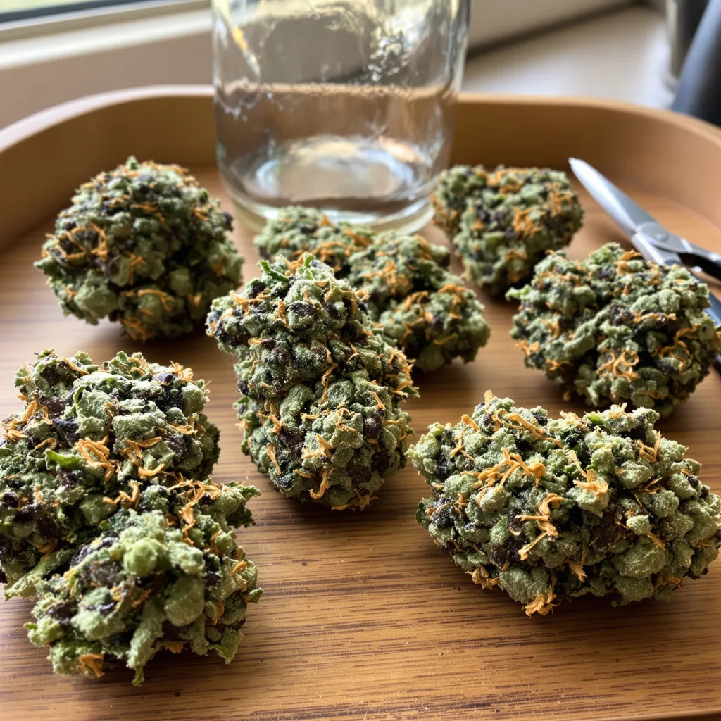Bugatti 64% indica / 36% sativa — fleur avec trichomes visibles