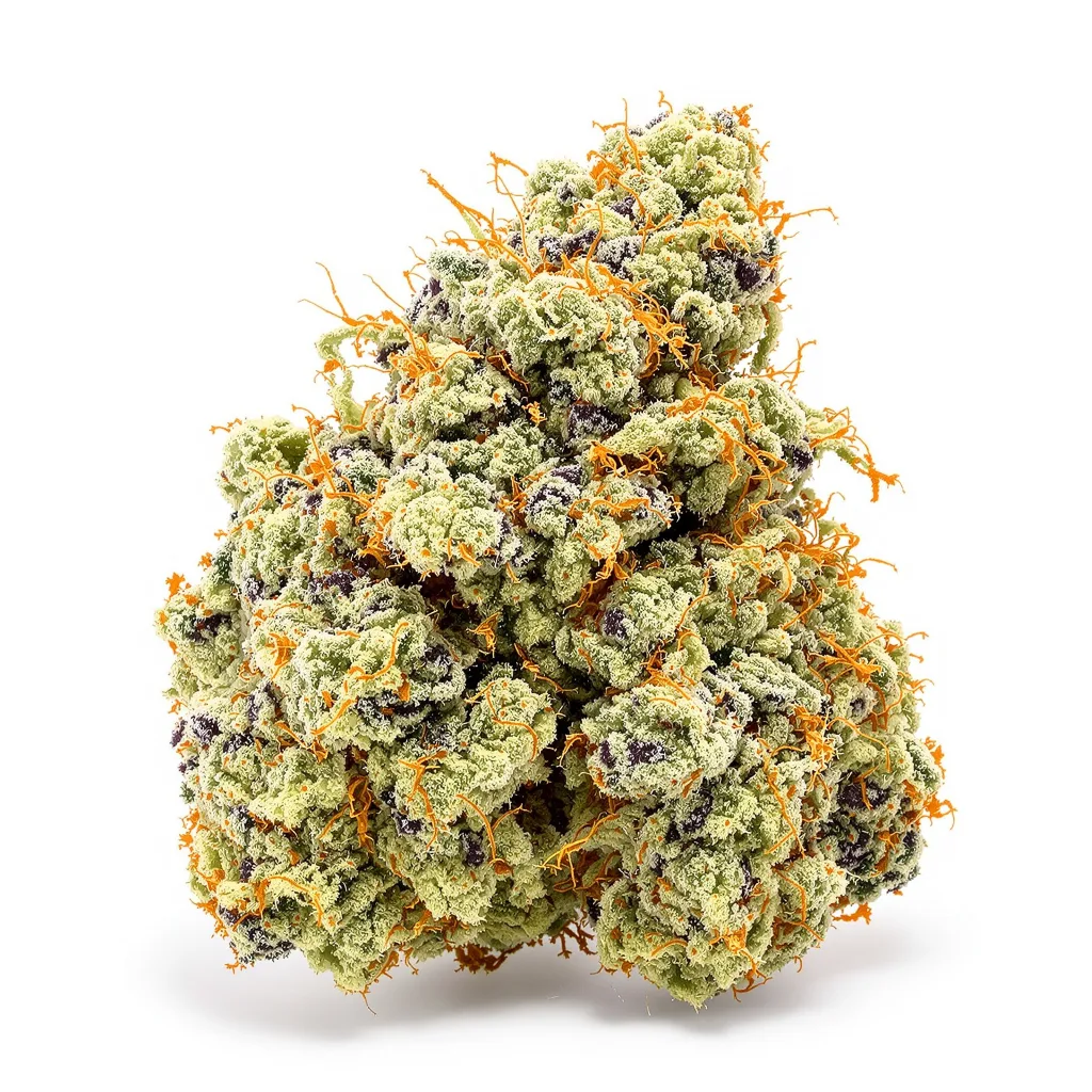 Bugatti 64% indica / 36% sativa — fleur avec trichomes visibles