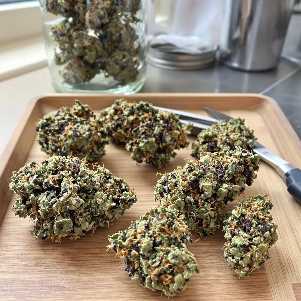 Burkle 78% indica / 22% sativa — fleur avec trichomes visibles