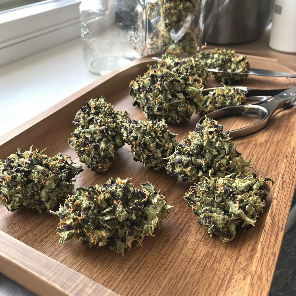 Burkle 78% indica / 22% sativa — fleur avec trichomes visibles