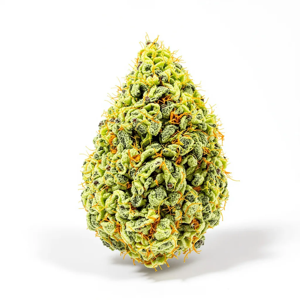 Butterscotch 14% indica / 86% sativa — fleur avec trichomes visibles