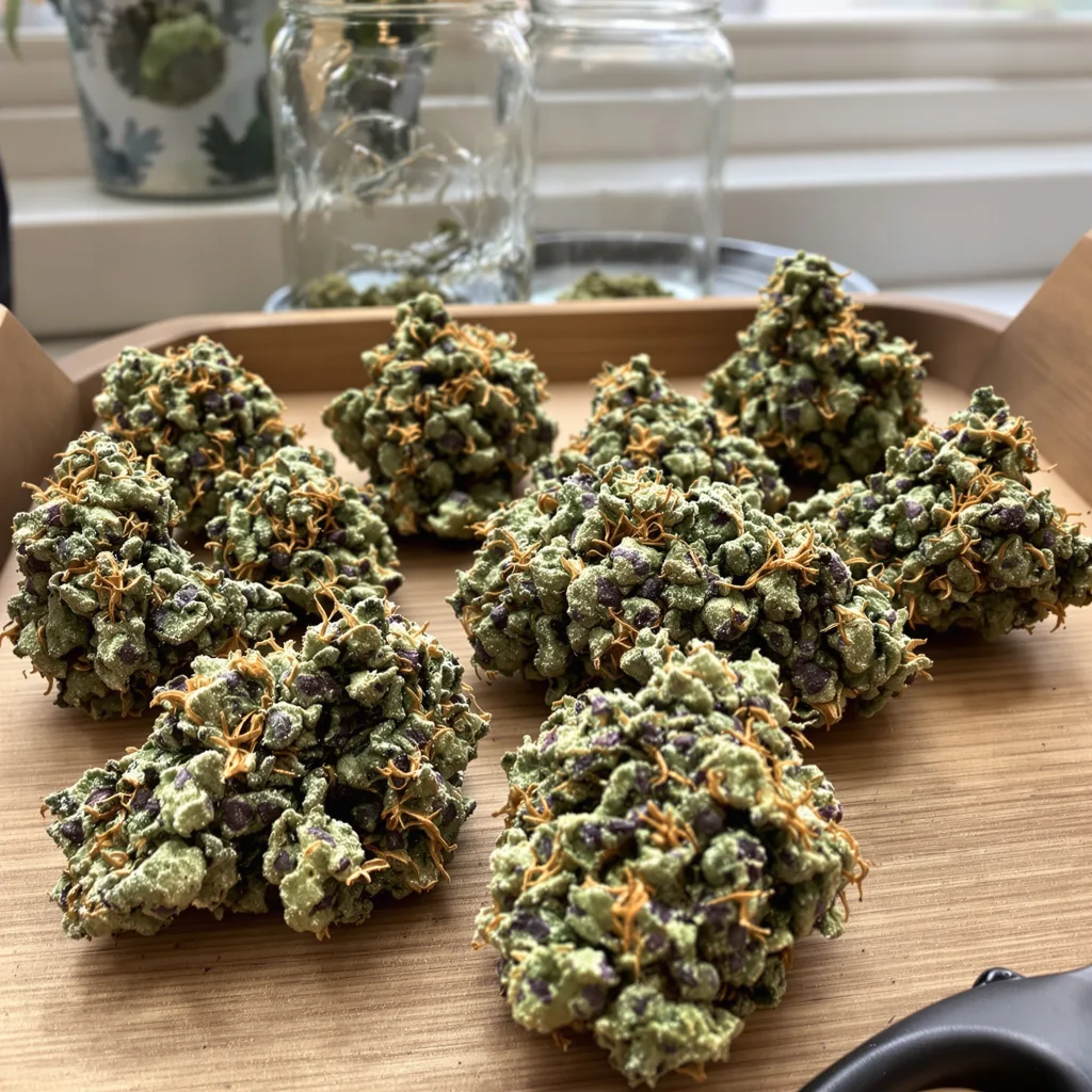 C4 50% indica / 50% sativa — fleur avec trichomes visibles