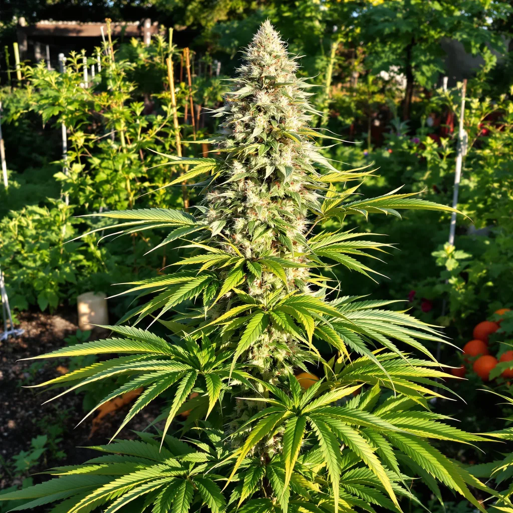 C4 50% indica / 50% sativa — fleur avec trichomes visibles