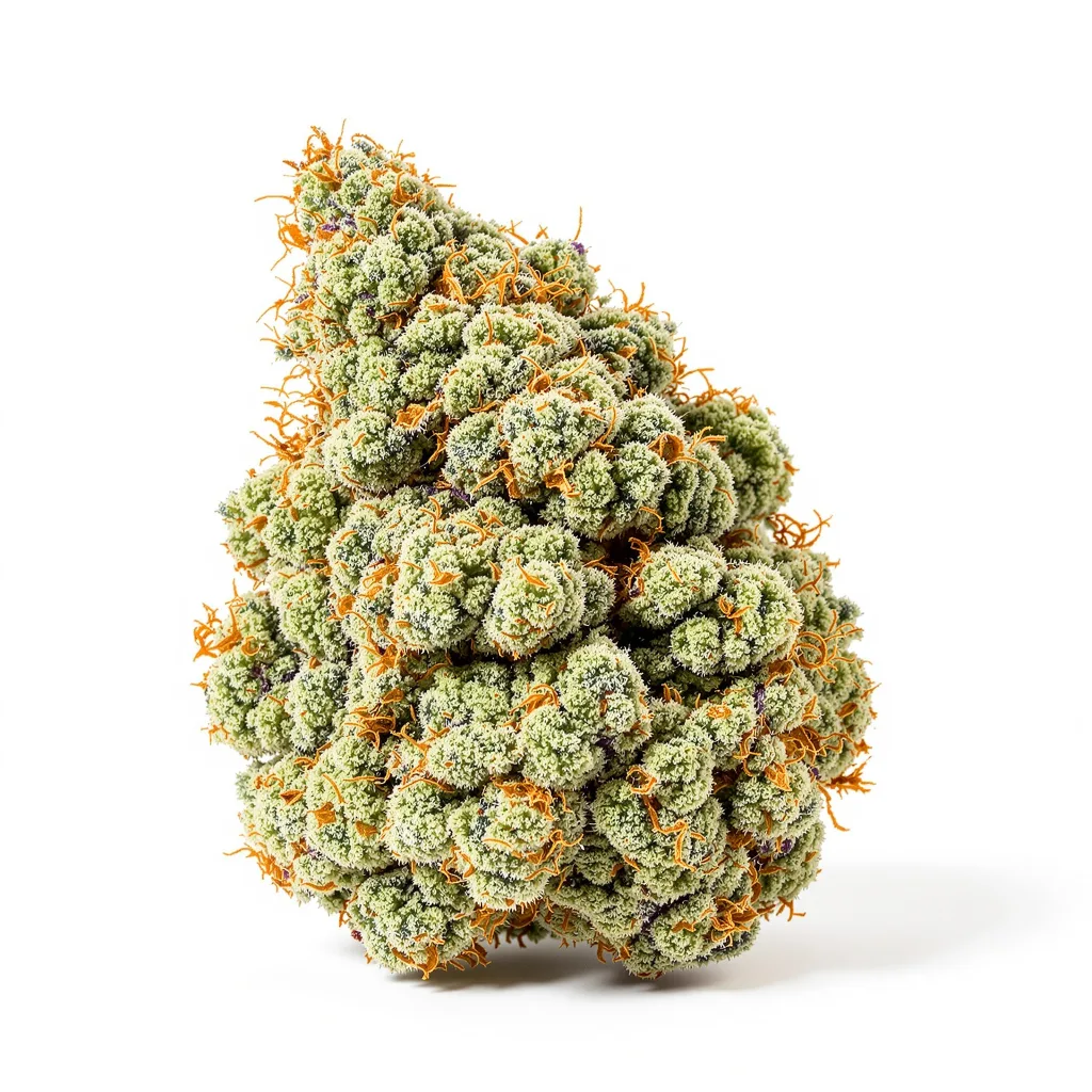 C4 50% indica / 50% sativa — fleur avec trichomes visibles