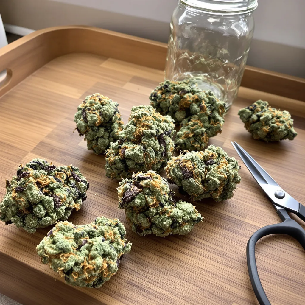 Cadillac Purple 60% indica / 40% sativa — fleur avec trichomes visibles
