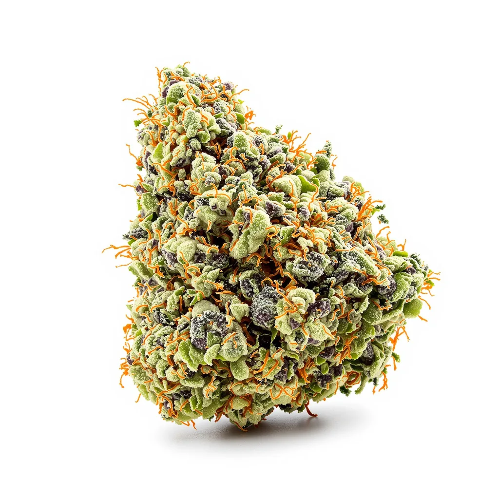 Cadillac Purple 60% indica / 40% sativa — fleur avec trichomes visibles