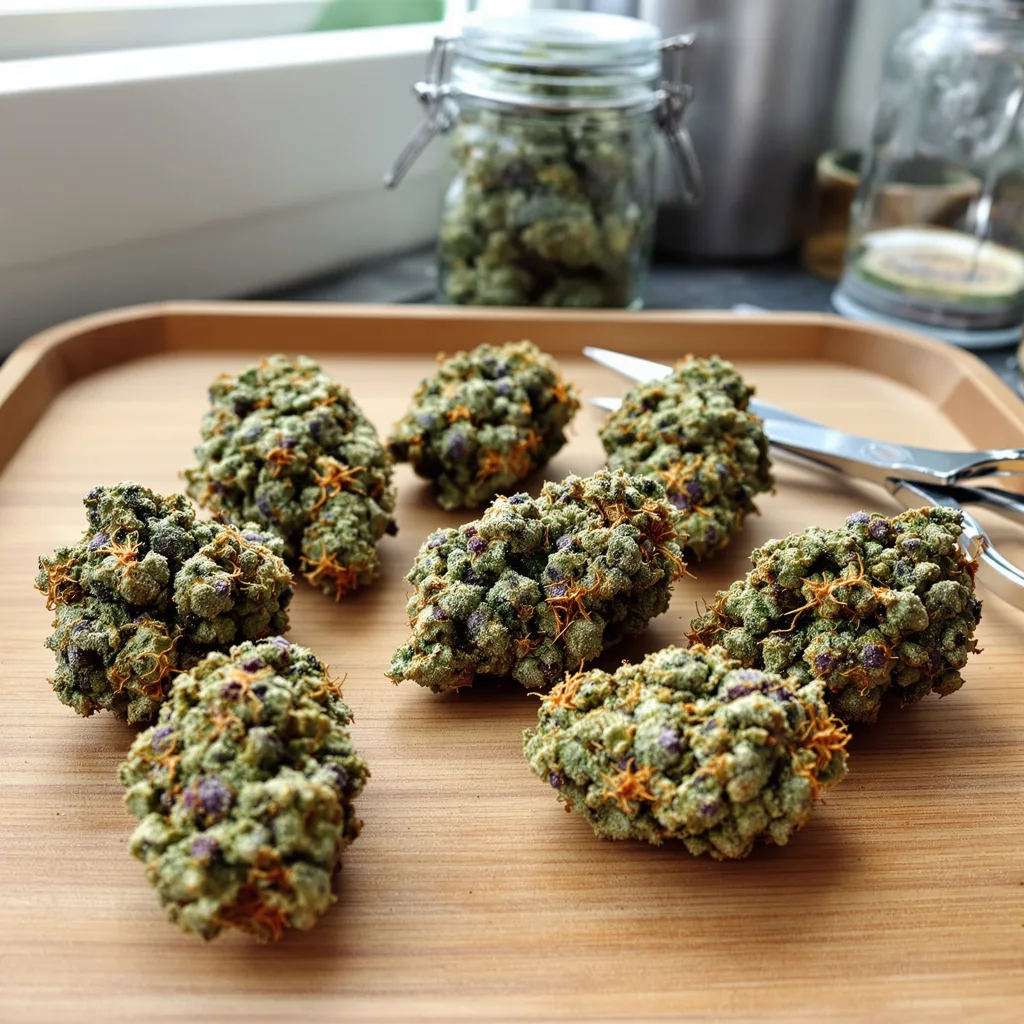 Cali Jack 36% indica / 64% sativa — fleur avec trichomes visibles