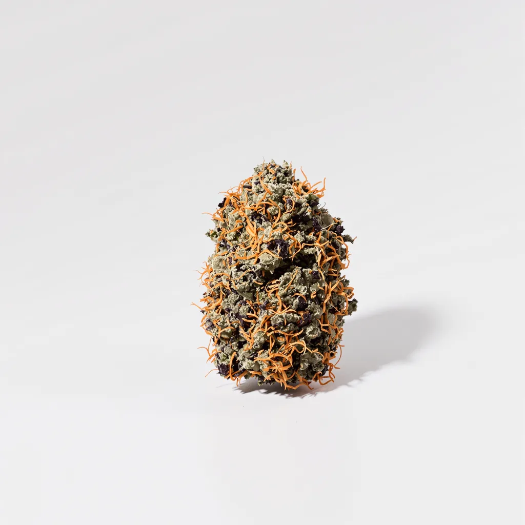 Cali Kush 90% indica / 10% sativa — fleur avec trichomes visibles