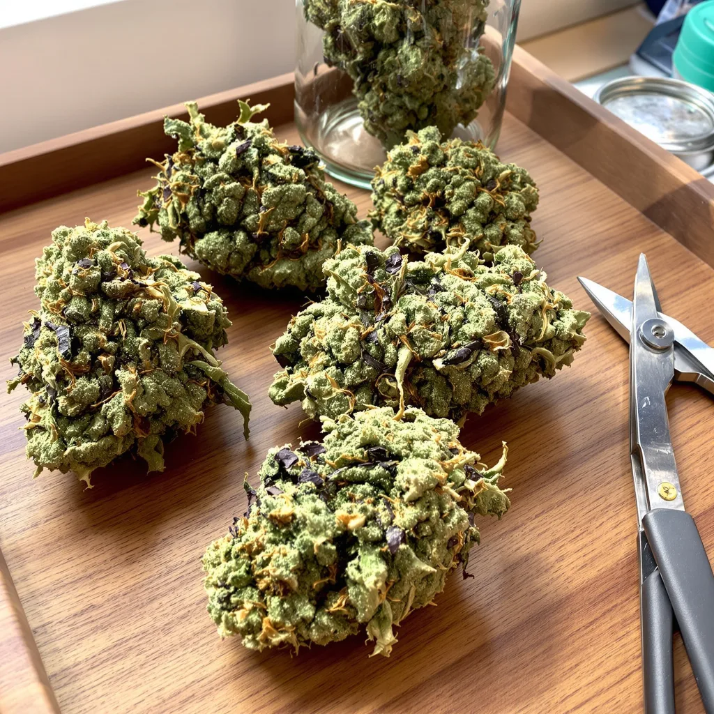 California Grapefruit 39% indica / 61% sativa — fleur avec trichomes visibles