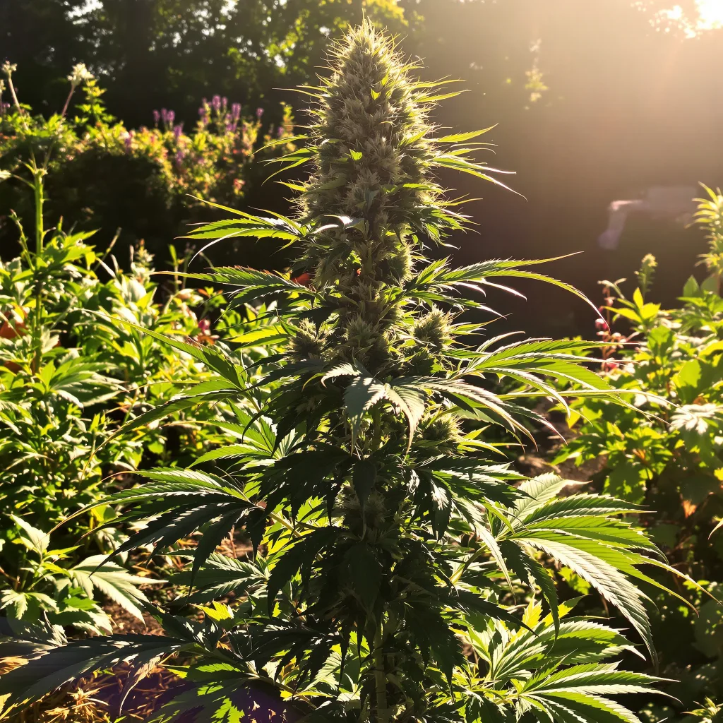 California Grapefruit 39% indica / 61% sativa — fleur avec trichomes visibles
