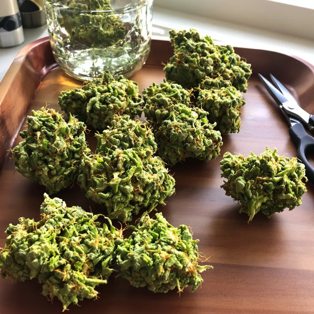 California Love 30% indica / 70% sativa — fleur avec trichomes visibles