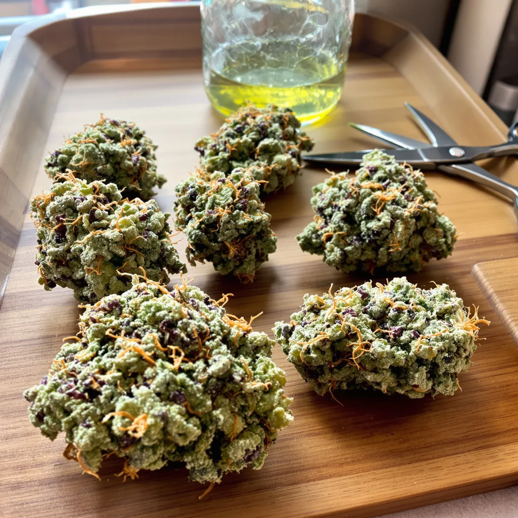 California Orange 50% indica / 50% sativa — fleur avec trichomes visibles