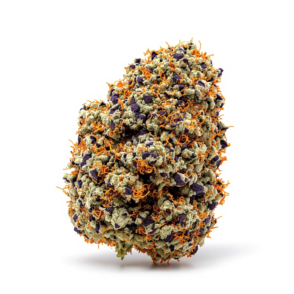 Candy Cane 88% indica / 12% sativa — fleur avec trichomes visibles