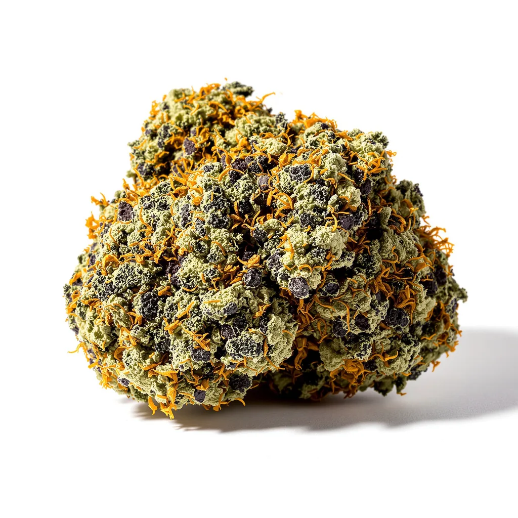Candy Cream 66% indica / 34% sativa — fleur avec trichomes visibles