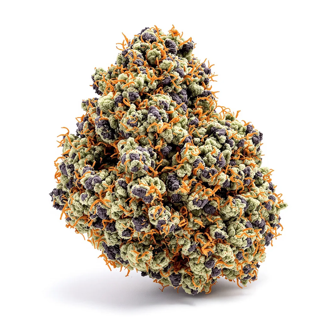 Candy Cream 66% indica / 34% sativa — fleur avec trichomes visibles