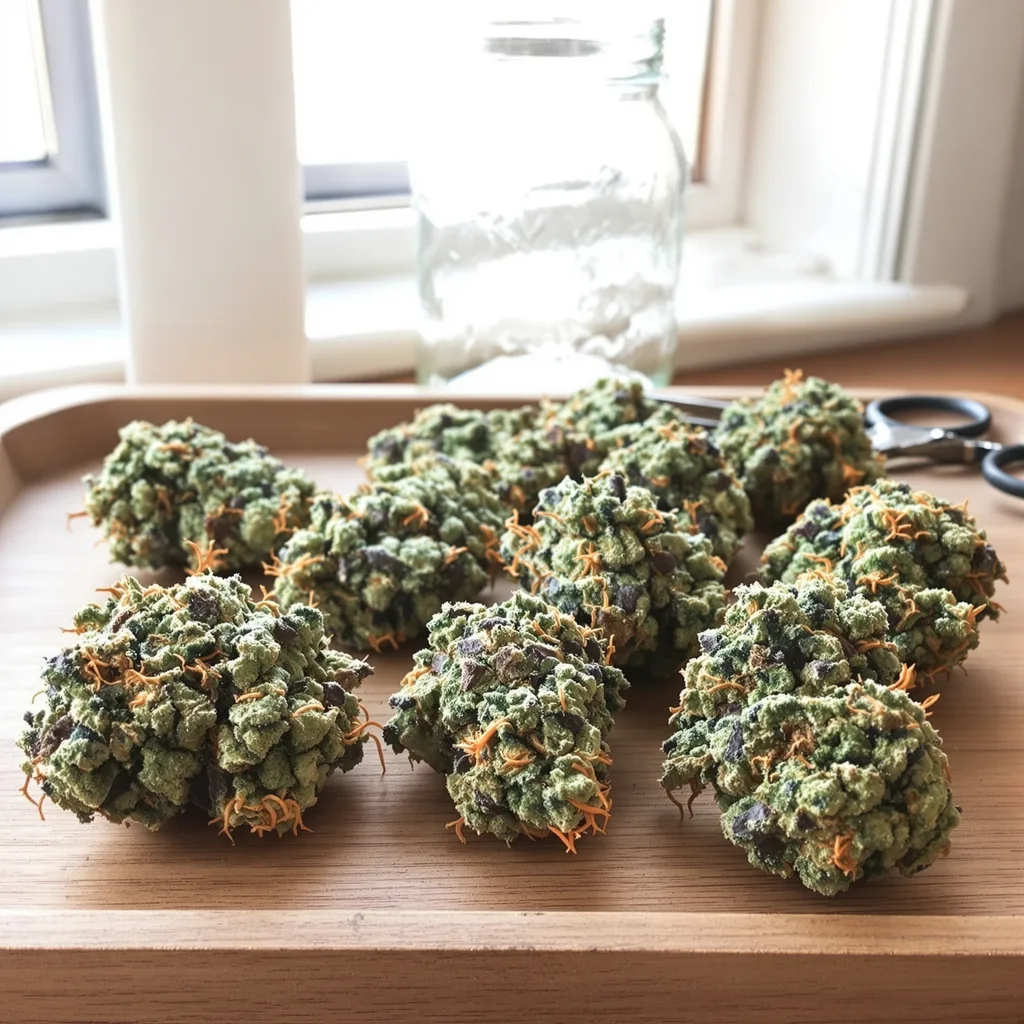 Candyland Peyote 56% indica / 44% sativa — fleur avec trichomes visibles