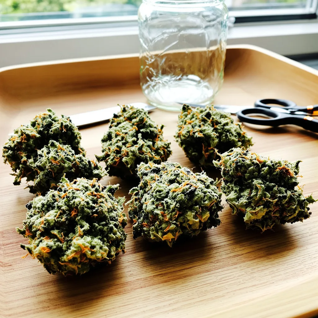 Canna-Tsu 38% indica / 62% sativa — fleur avec trichomes visibles