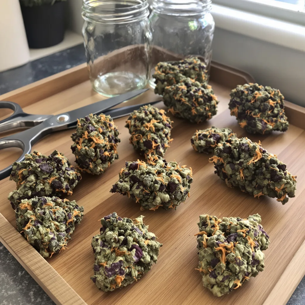 Capers 71% indica / 29% sativa — fleur avec trichomes visibles
