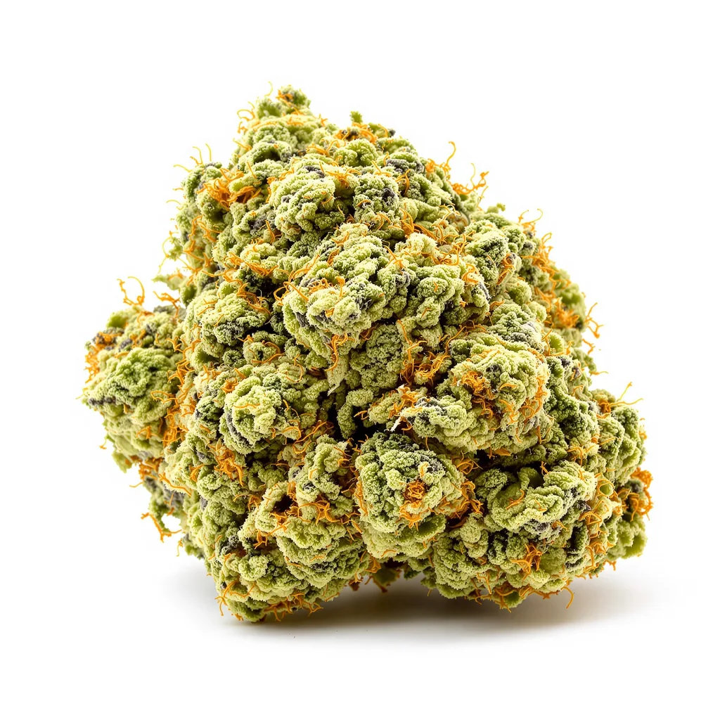 Cat Piss 25% indica / 75% sativa — fleur avec trichomes visibles