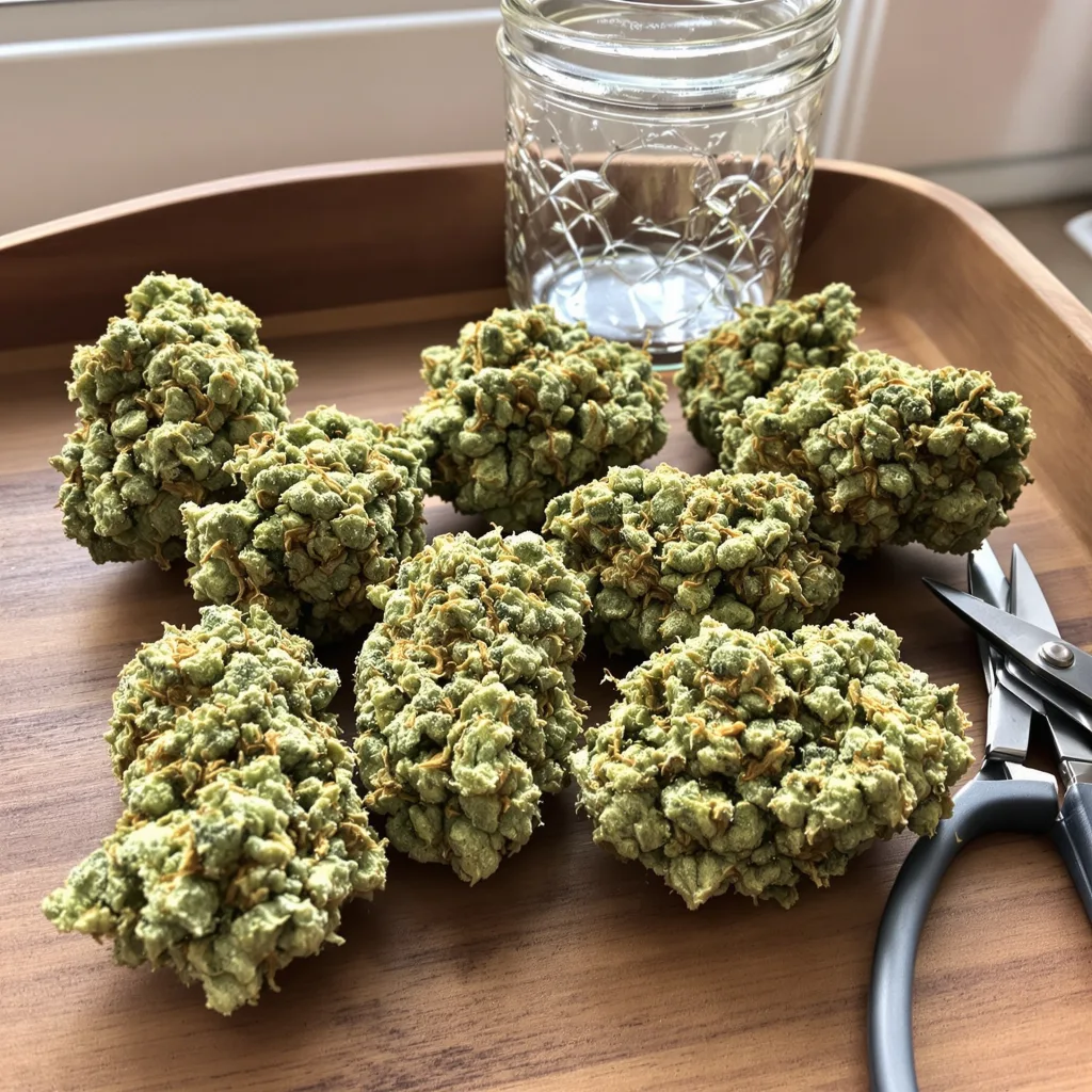 CBD Blue Shark 49% indica / 51% sativa — fleur avec trichomes visibles