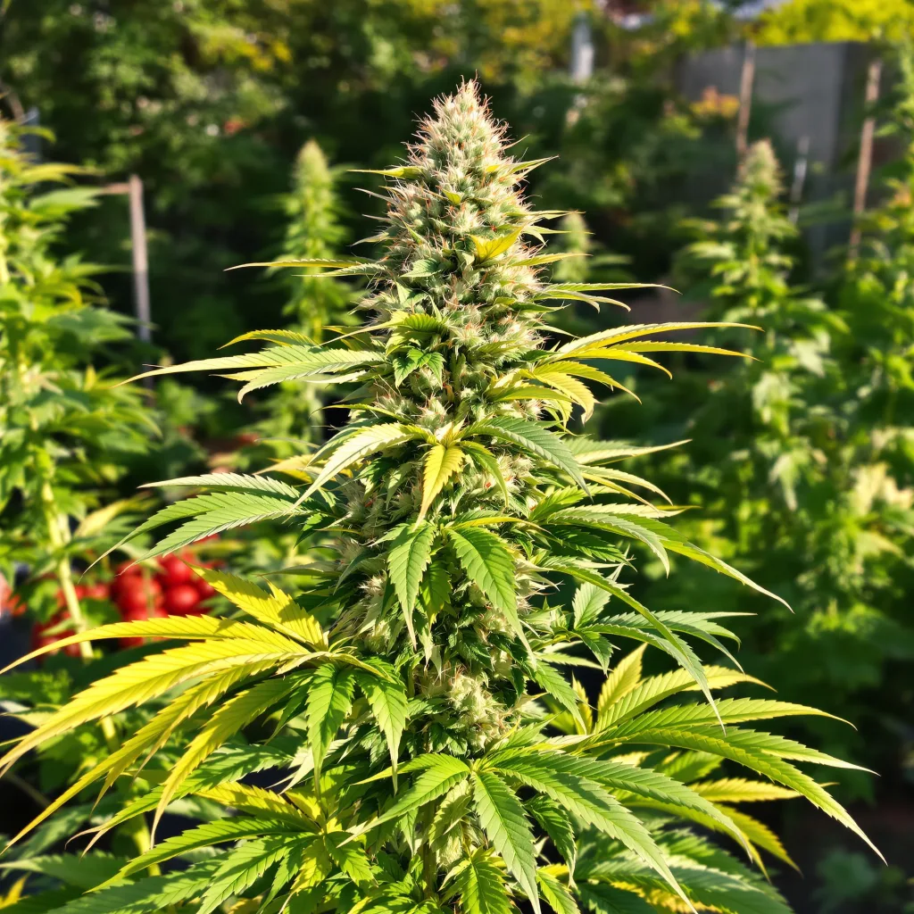 CBD Blueberry 46% indica / 54% sativa — fleur avec trichomes visibles