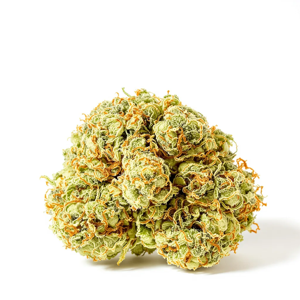 CBD Blueberry 46% indica / 54% sativa — fleur avec trichomes visibles