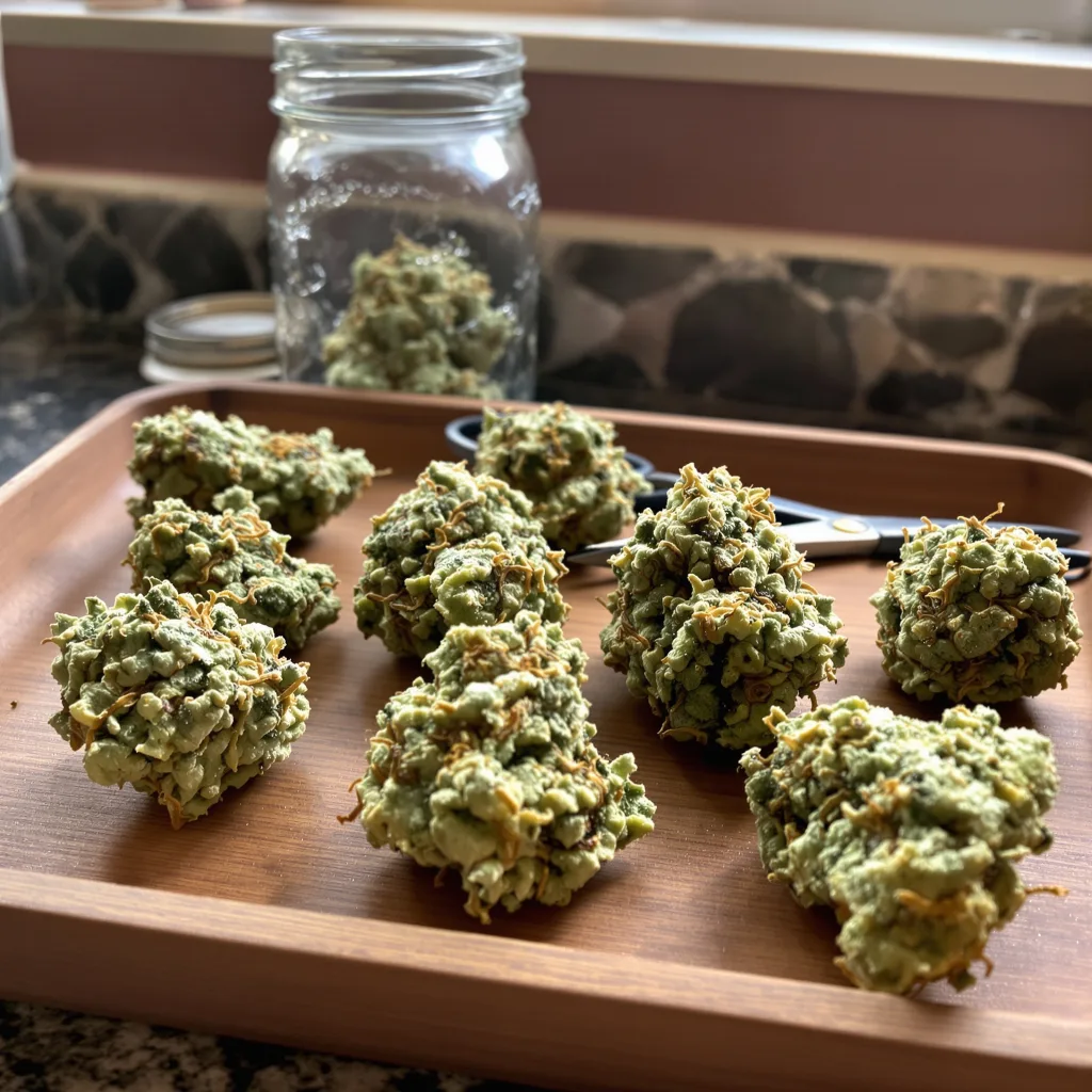 CBD Critical Cure 48% indica / 52% sativa — fleur avec trichomes visibles