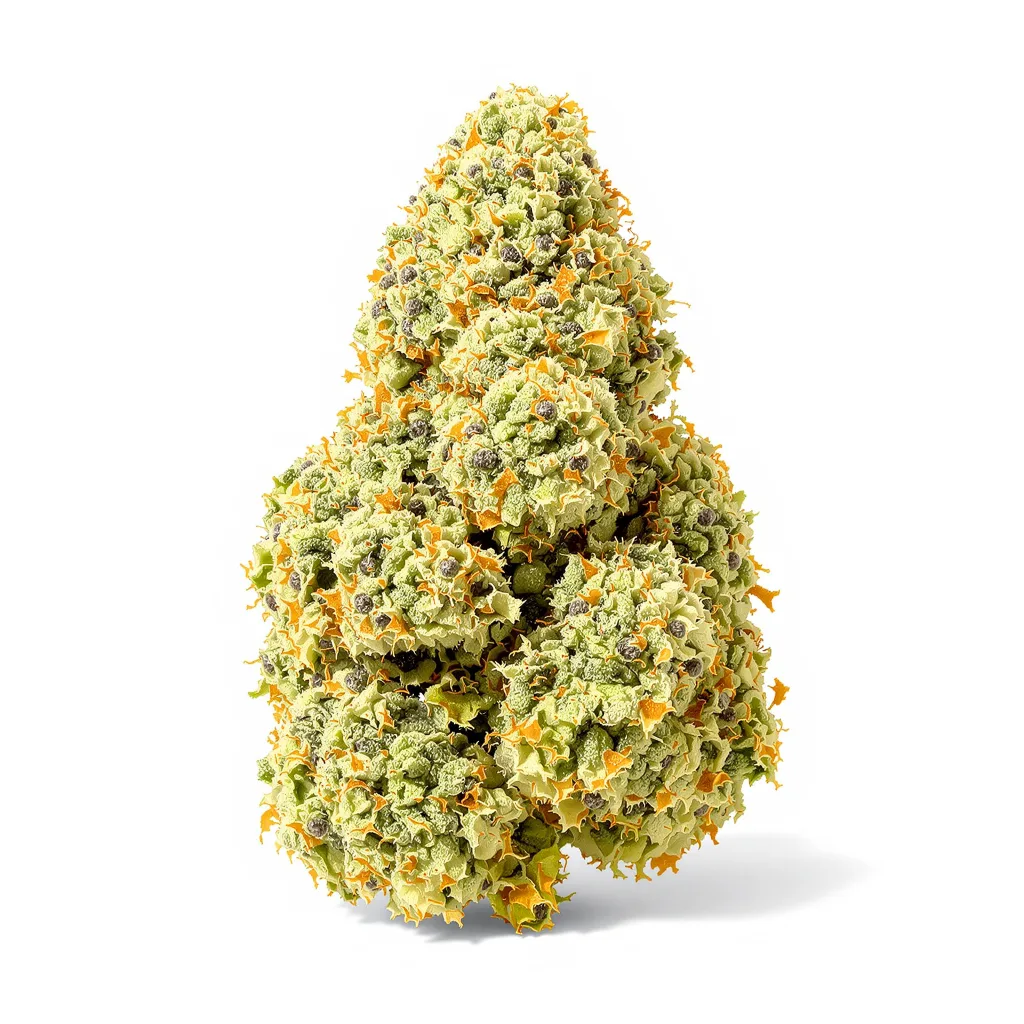 CBD Lemon Potion 44% indica / 56% sativa — fleur avec trichomes visibles