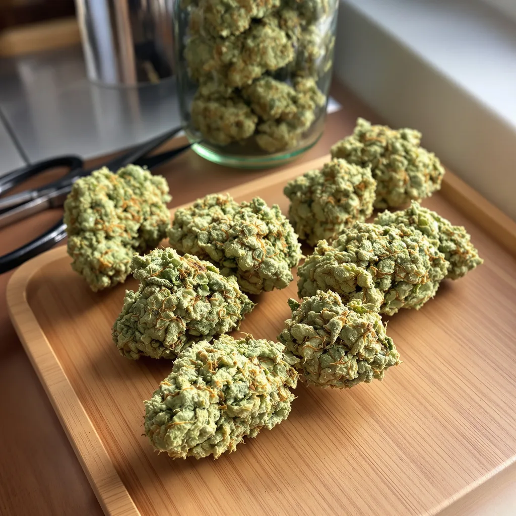 CBD Moby Dick 58% indica / 42% sativa — fleur avec trichomes visibles