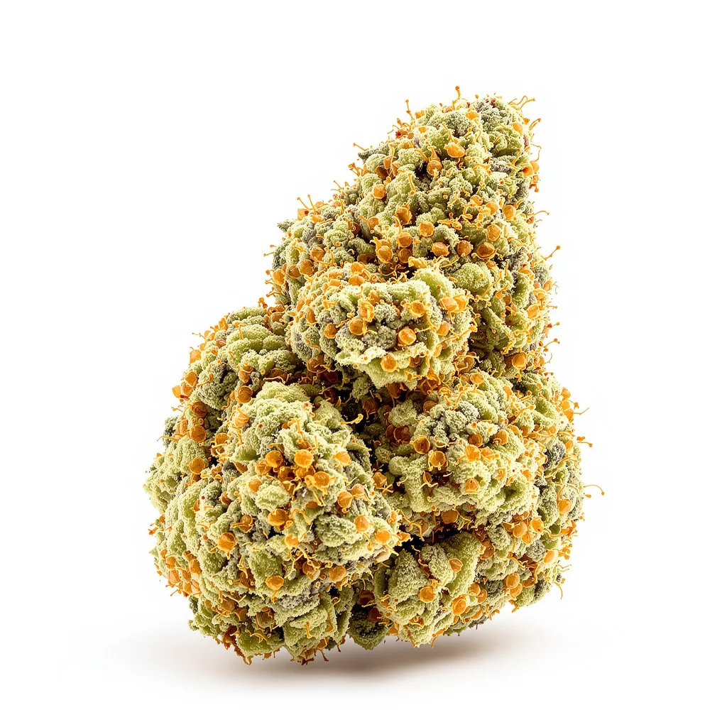 CBD Moby Dick 58% indica / 42% sativa — fleur avec trichomes visibles