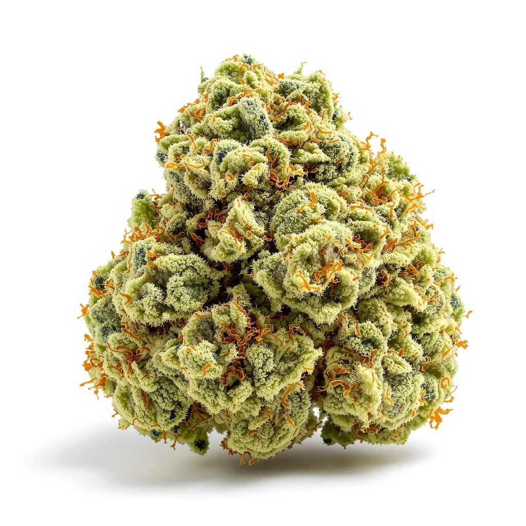 CBD OG Kush 43% indica / 57% sativa — fleur avec trichomes visibles