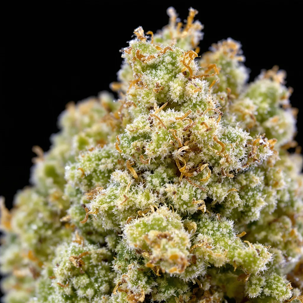 Gros plan de fleur de cannabis CBD PH Haze montrant fleur claire à faible résine
