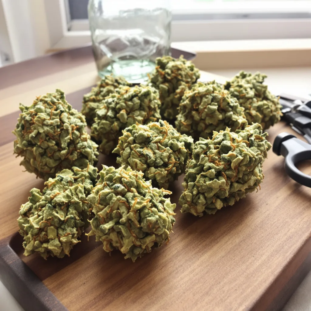 CBD Solomatic 59% indica / 41% sativa — fleur avec trichomes visibles