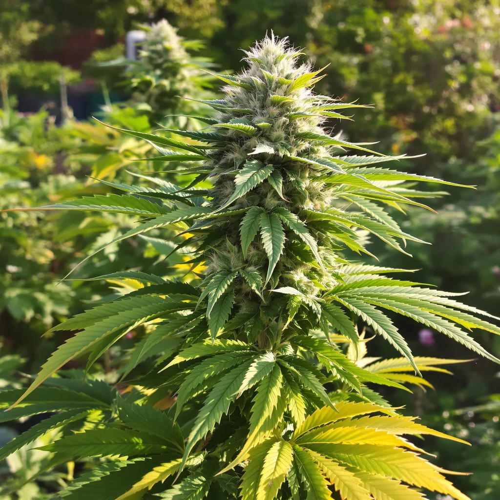 CBD Sour Lemon 44% indica / 56% sativa — fleur avec trichomes visibles
