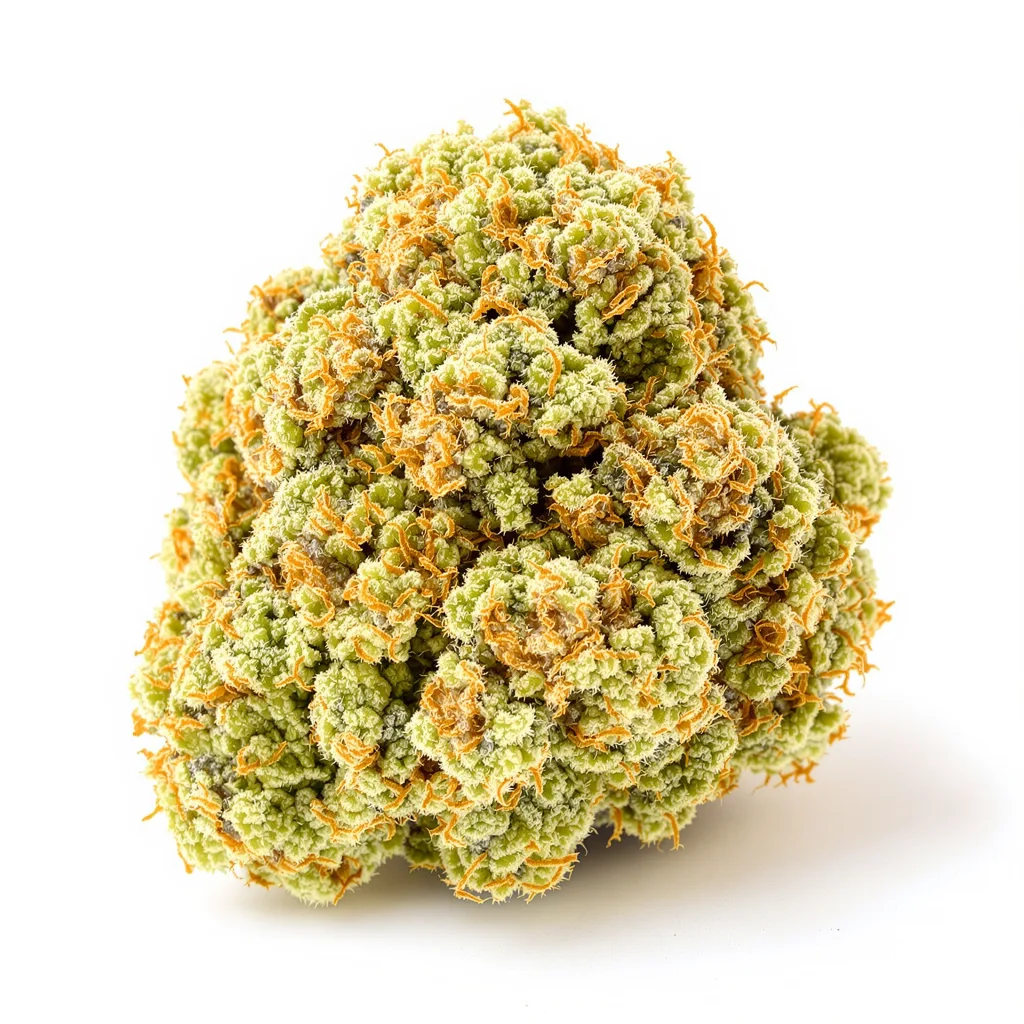 CBD Sour Lemon 44% indica / 56% sativa — fleur avec trichomes visibles