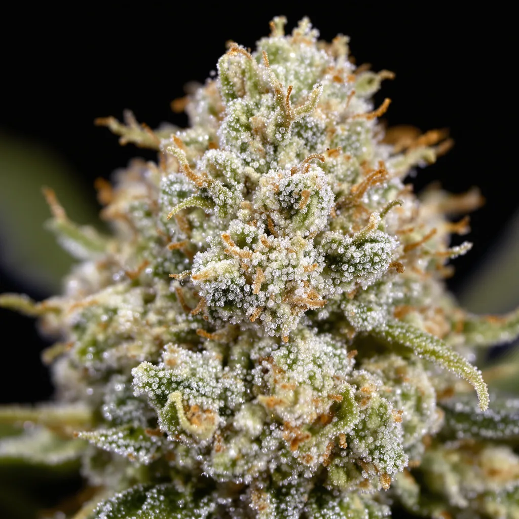 Gros plan de fleur de cannabis CBD Stress Killer montrant fleur claire à faible résine