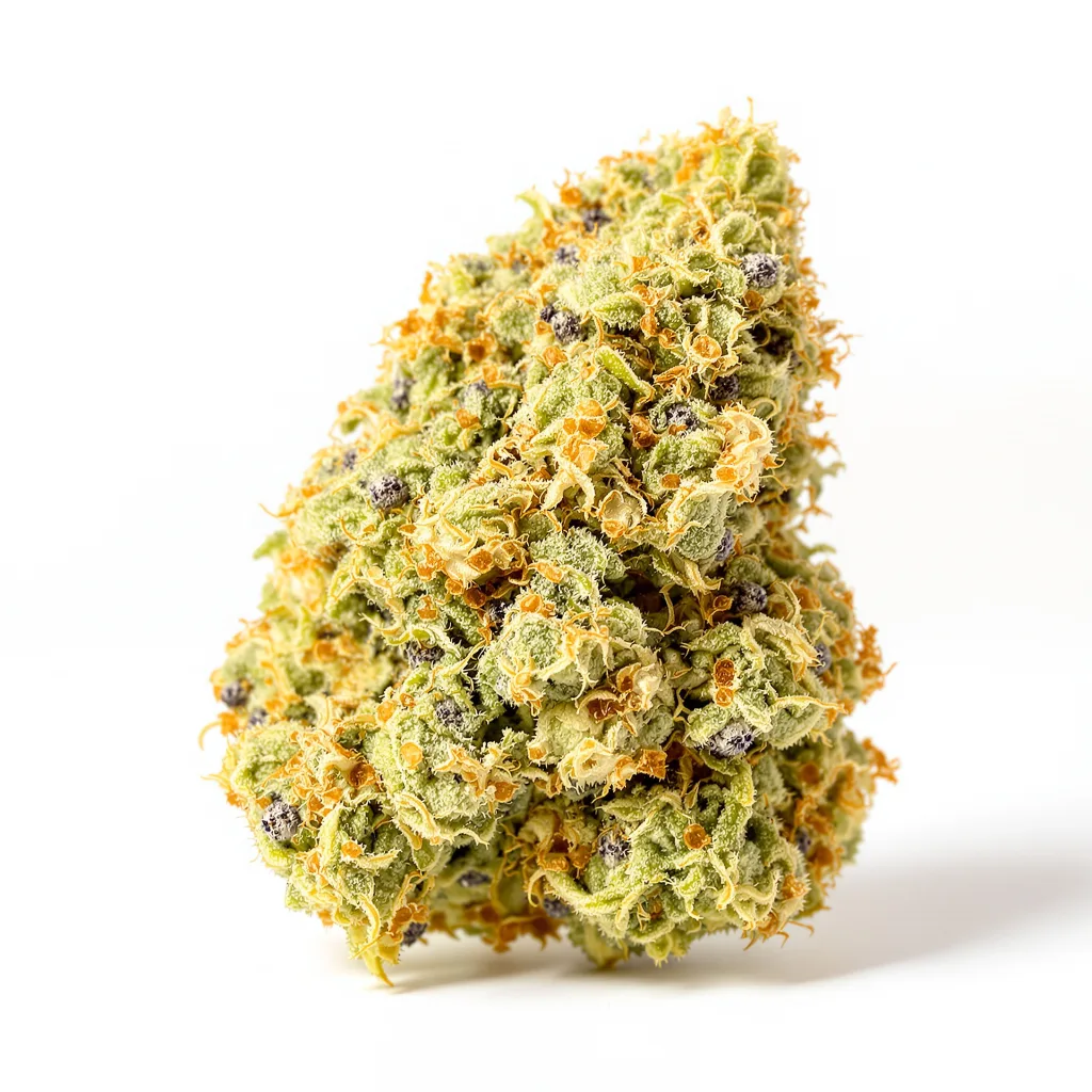 CBD Therapy 41% indica / 59% sativa — fleur avec trichomes visibles