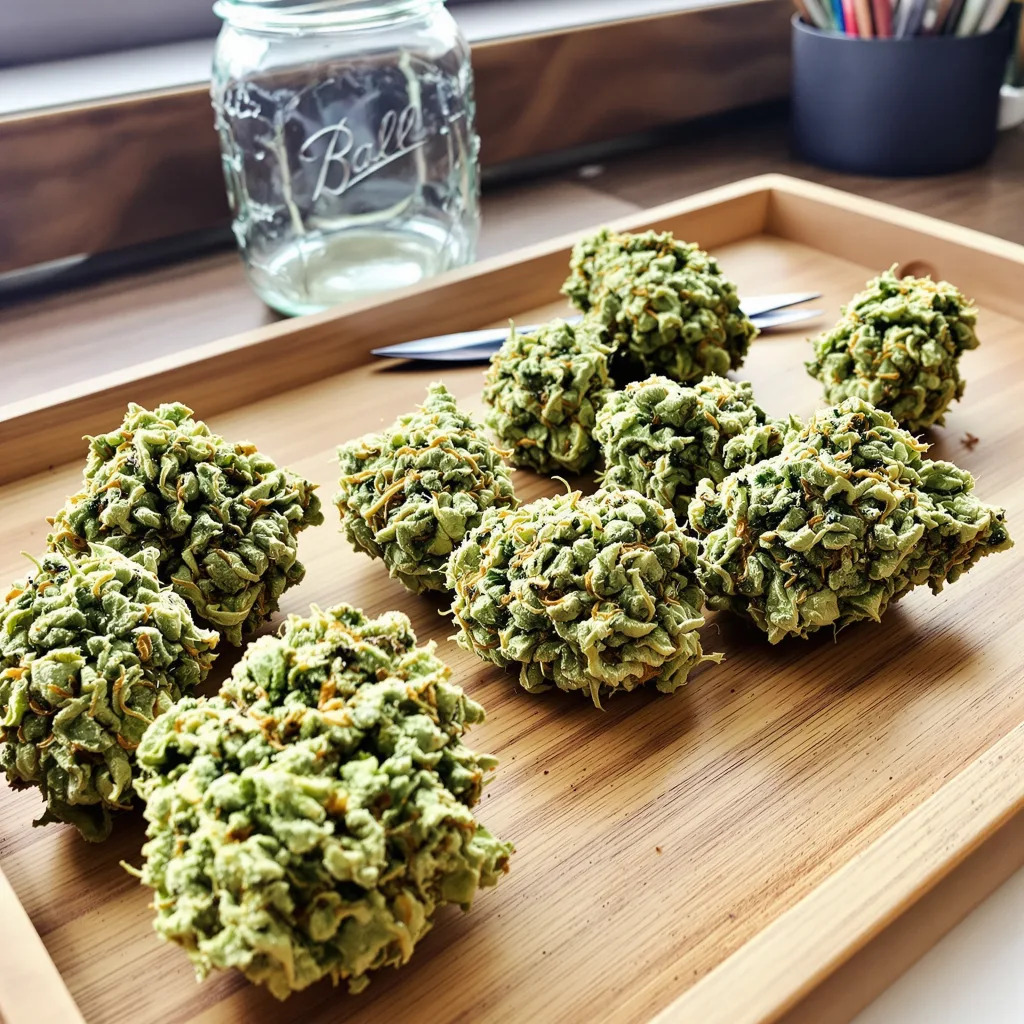 CBD Yummy 53% indica / 47% sativa — fleur avec trichomes visibles
