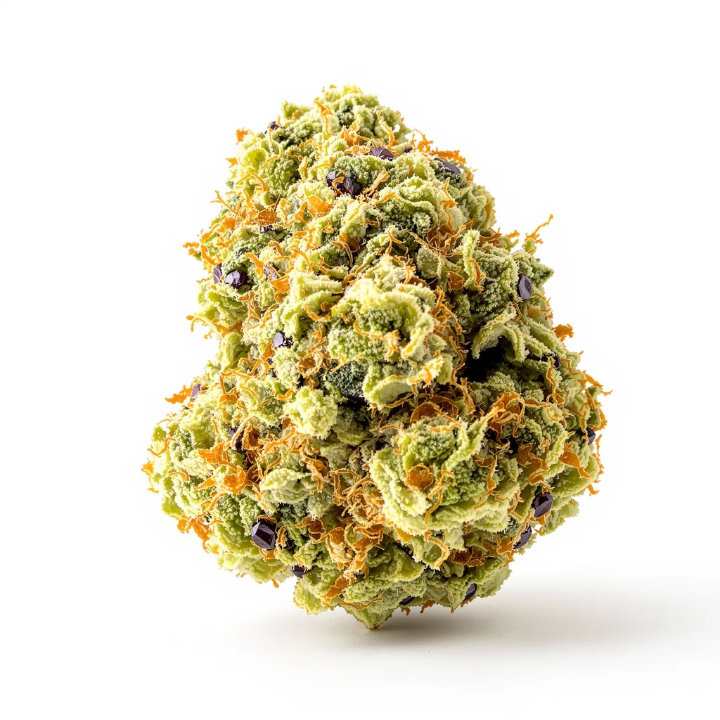 CBD Yummy 53% indica / 47% sativa — fleur avec trichomes visibles
